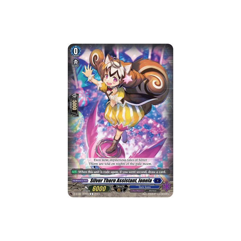 Vanguard_TCG_card_D-BT08_069EN_C_Silver_Thorn_Assistant_Ionela_Minerva_Rising