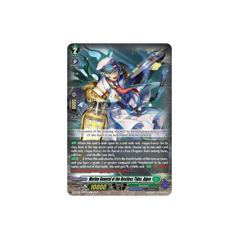 Vanguard_TCG_card_D-BT08_089EN_C_Marine_General_of_the_Restless_Tides_Algos_Minerva_Rising