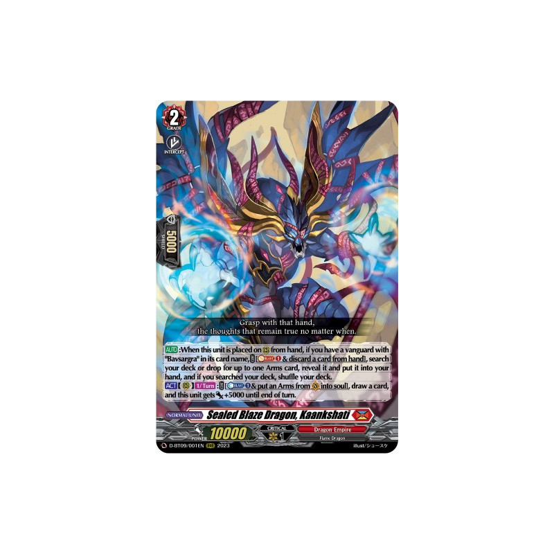 Vanguard_TCG_card_D-BT09_001EN_RRR_Sealed_Blaze_Dragon_Kaankshati_Dragontree_Invasion