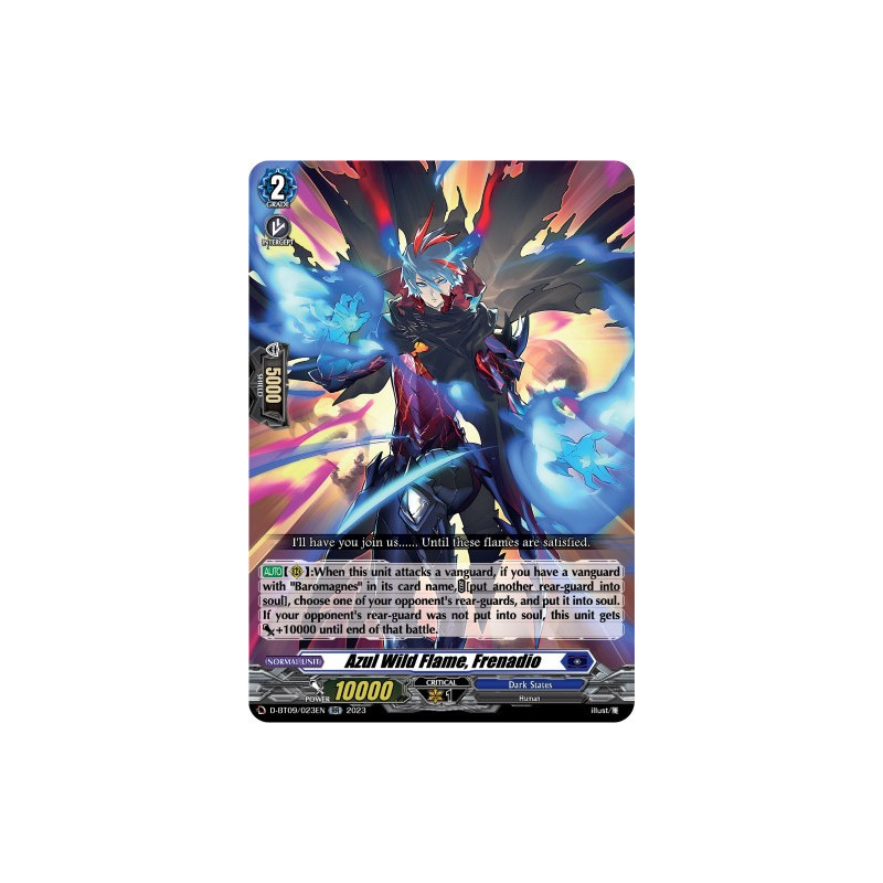 Vanguard_TCG_card_D-BT09_023EN_RR_Azul_Wild_Flame_Frenadio_Dragontree_Invasion