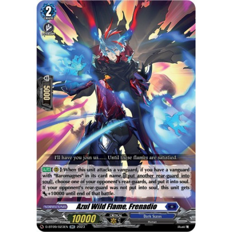 Vanguard_TCG_card_D-BT09_023EN_RR_Azul_Wild_Flame_Frenadio_Dragontree_Invasion