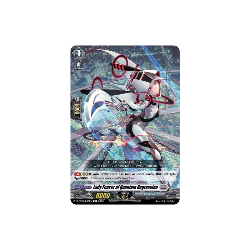 Vanguard_TCG_card_D-BT09_045EN_R_Lady_Fencer_of_Quantum_Regression_Dragontree_Invasion