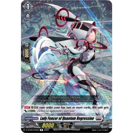 Vanguard_TCG_card_D-BT09_045EN_R_Lady_Fencer_of_Quantum_Regression_Dragontree_Invasion