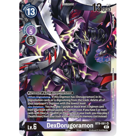 Digimon_TCG_BT9-081_DexDorugoramon_Super_Rare_X_Record_Card_Game