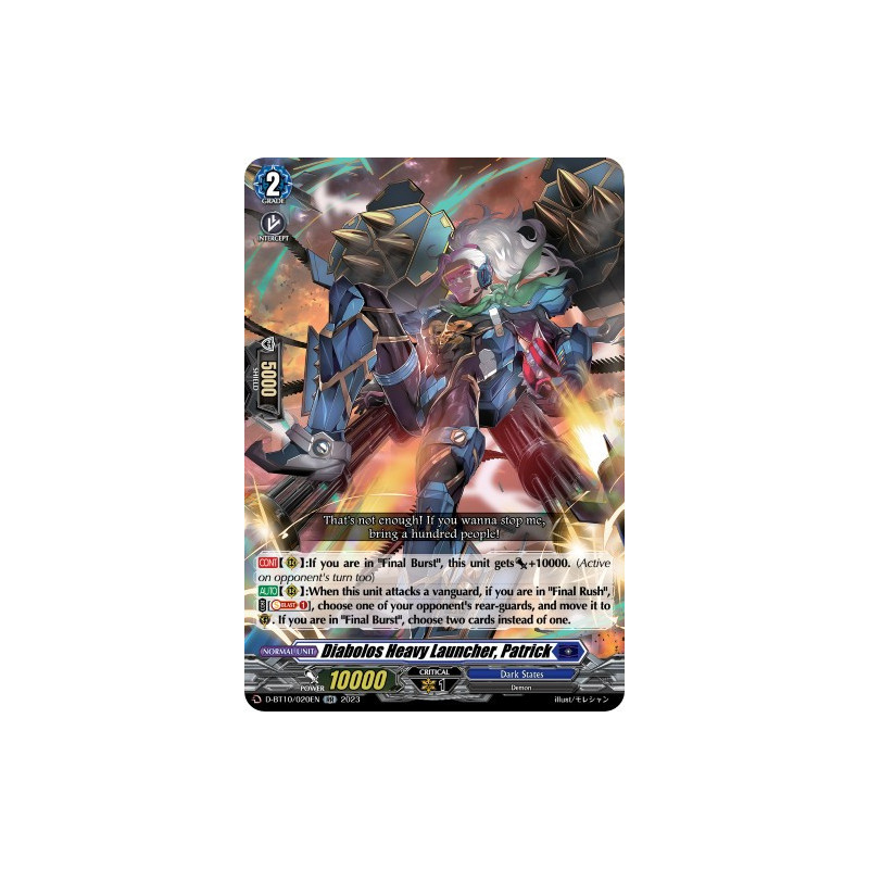 Vanguard_TCG_card_D-BT10_020EN_RR_Diabolos_Heavy_Launcher_Patrick_Dragon_Masquerade