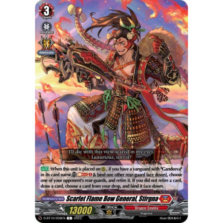 Vanguard_TCG_card_D-BT10_059EN_C_Scarlet_Flame_Bow_General_Stirgna_Dragon_Masquerade