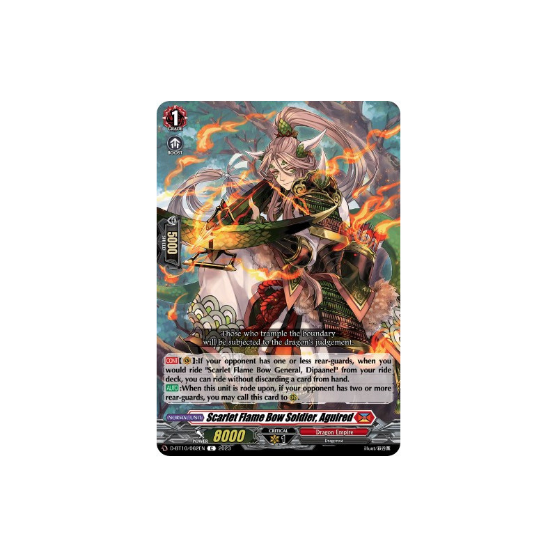 Vanguard_TCG_card_D-BT10_062EN_C_Scarlet_Flame_Bow_Soldier_Aguired_Dragon_Masquerade