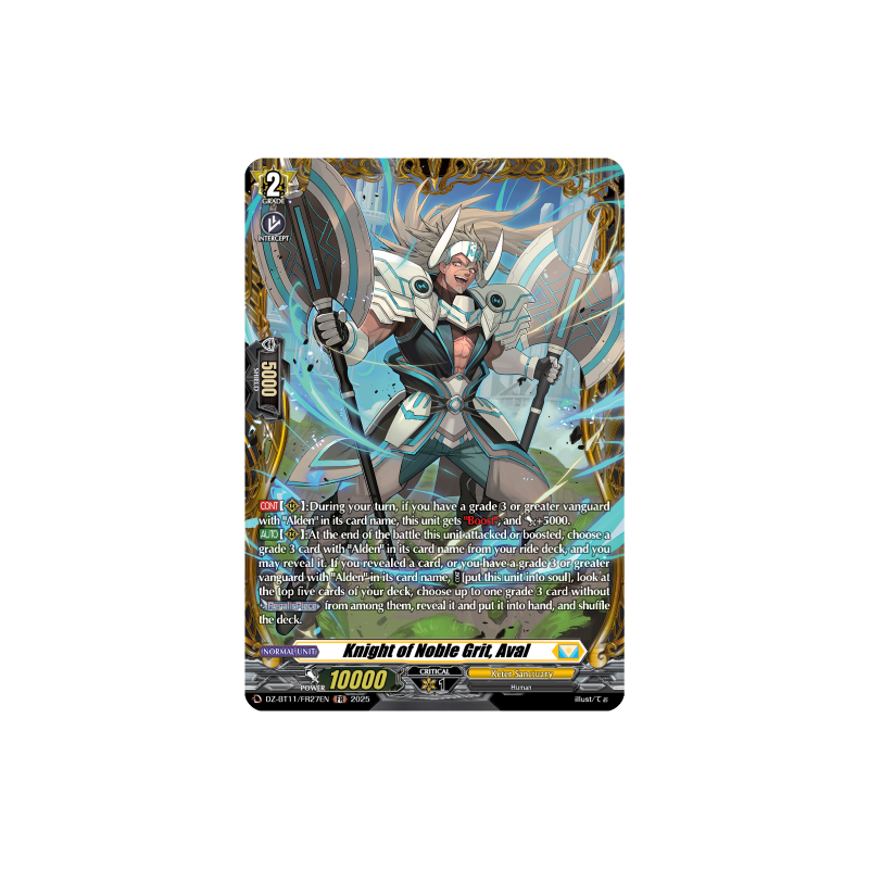 Vanguard_TCG_card_DZ-BT11_FR27EN_FR_Knight_of_Noble_Grit_Aval_Symphony_of_Might_Bloom