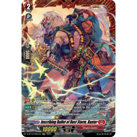 Vanguard_TCG_card_D-BT10_FR01EN_FR_Inscribing_Bullet_of_Dust_Storm_Baxter_Dragon_Masquerade