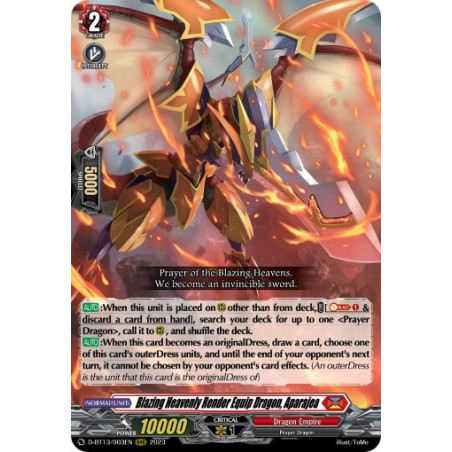 Vanguard_TCG_card_D-BT13_003ENEN_RRR_Blazing_Heavenly_Render_Equip_Dragon_Aparajea_Flight_of_Chakrabarthi