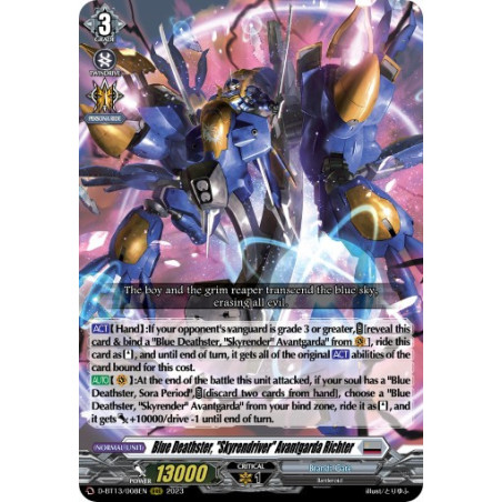 Vanguard_TCG_card_D-BT13_008ENEN_RRR_Blue_Deathster_Skyrendriver_Avantgarda_Richter_Flight_of_Chakrabarthi