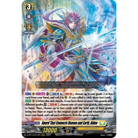 Vanguard_TCG_card_D-BT13_011ENEN_RRR_Sword_That_Connects_Heaven_and_Earth_Alden_Flight_of_Chakrabarthi