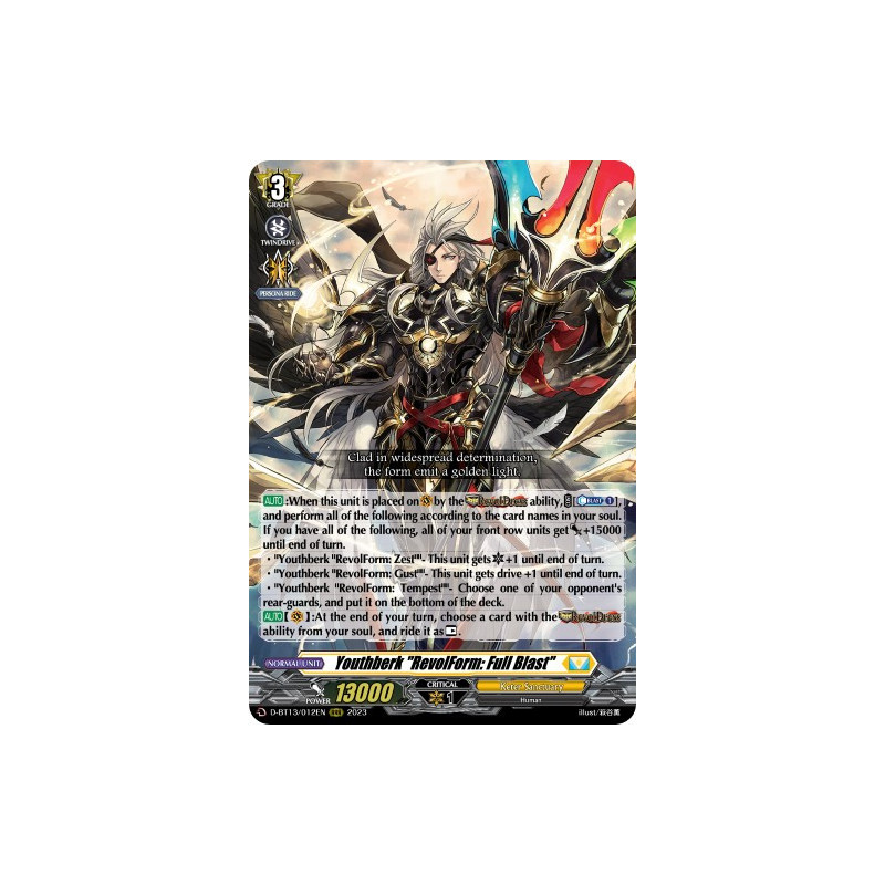 Vanguard_TCG_card_D-BT13_012ENEN_RRR_Youthberk_RevolForm_Full_Blast_Flight_of_Chakrabarthi