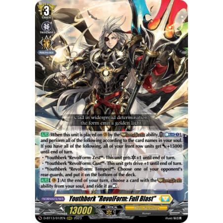 Vanguard_TCG_card_D-BT13_012ENEN_RRR_Youthberk_RevolForm_Full_Blast_Flight_of_Chakrabarthi