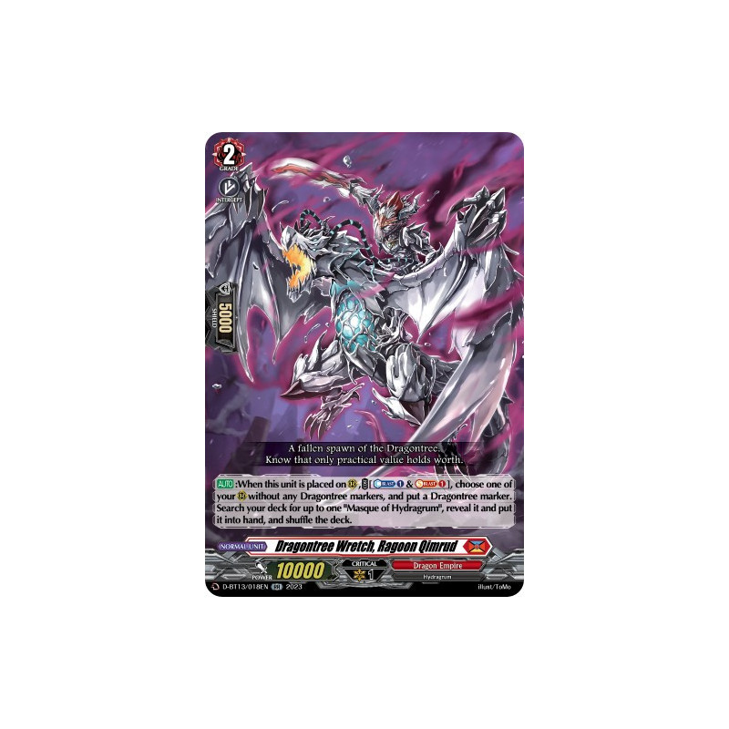 Vanguard_TCG_card_D-BT13_018ENEN_RR_Dragontree_Wretch_Ragoon_Qimrud_Flight_of_Chakrabarthi