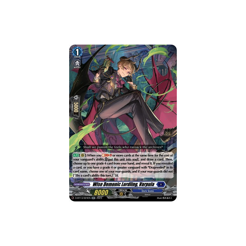 Vanguard_TCG_card_D-BT13_024ENEN_RR_Wise_Demonic_Lordling_Varpula_Flight_of_Chakrabarthi