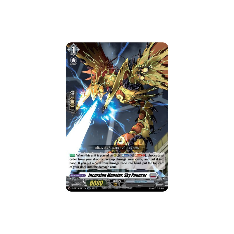 Vanguard_TCG_card_D-BT13_027ENEN_RR_Incursion_Monster_Sky_Pouncer_Flight_of_Chakrabarthi