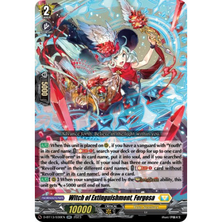 Vanguard_TCG_card_D-BT13_030ENEN_RR_Witch_of_Extinguishment_Fergosa_Flight_of_Chakrabarthi