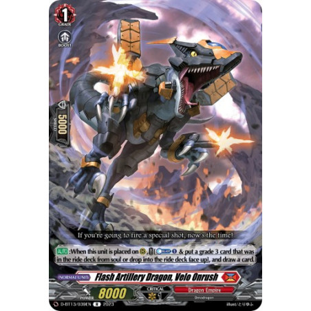 Vanguard_TCG_card_D-BT13_039ENEN_R_Flash_Artillery_Dragon_Velo_Onrush_Flight_of_Chakrabarthi