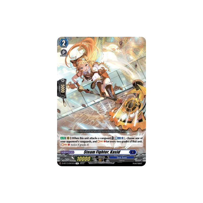 Vanguard_TCG_card_D-BT13_041ENEN_R_Steam_Fighter_Kasid_Flight_of_Chakrabarthi