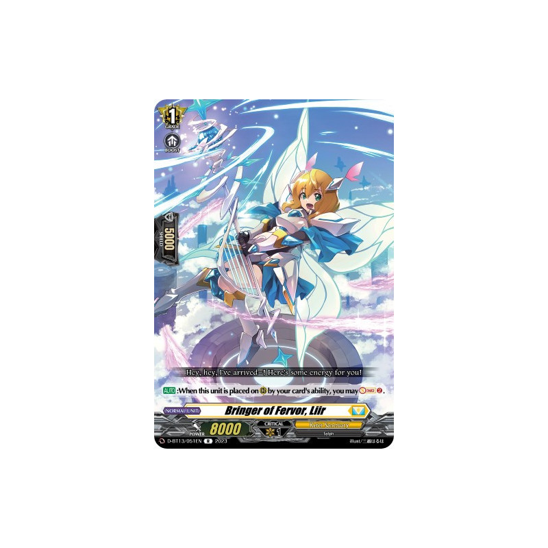 Vanguard_TCG_card_D-BT13_051ENEN_R_Bringer_of_Fervor_Liir_Flight_of_Chakrabarthi