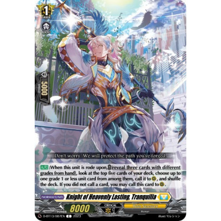 Vanguard_TCG_card_D-BT13_087ENEN_C_Knight_of_Heavenly_Lasting_Tranquilia_Flight_of_Chakrabarthi
