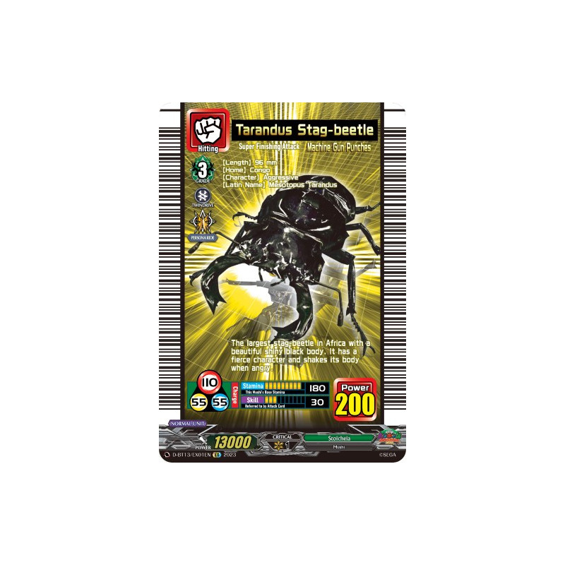 Vanguard_TCG_card_D-BT13_EX01ENEN_EX_Tarandus_Stag-beetle_Flight_of_Chakrabarthi