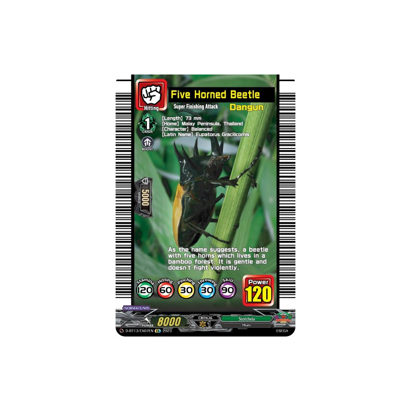 Vanguard_TCG_card_D-BT13_EX07ENEN_EX_Five_Horned_Beetle_Flight_of_Chakrabarthi