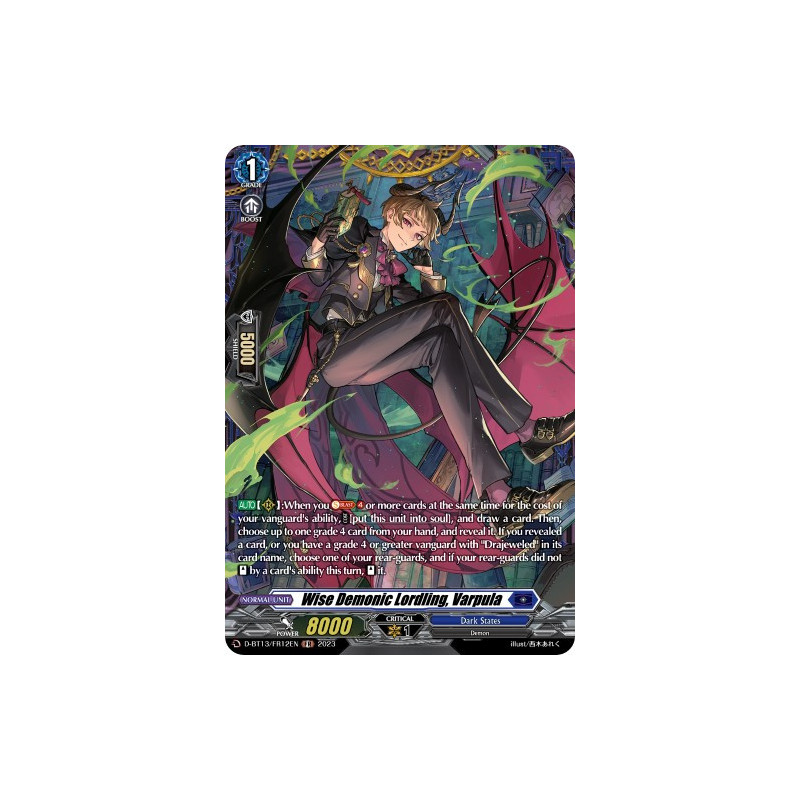 Vanguard_TCG_card_D-BT13_FR12ENEN_FR_Wise_Demonic_Lordling_Varpula_Flight_of_Chakrabarthi