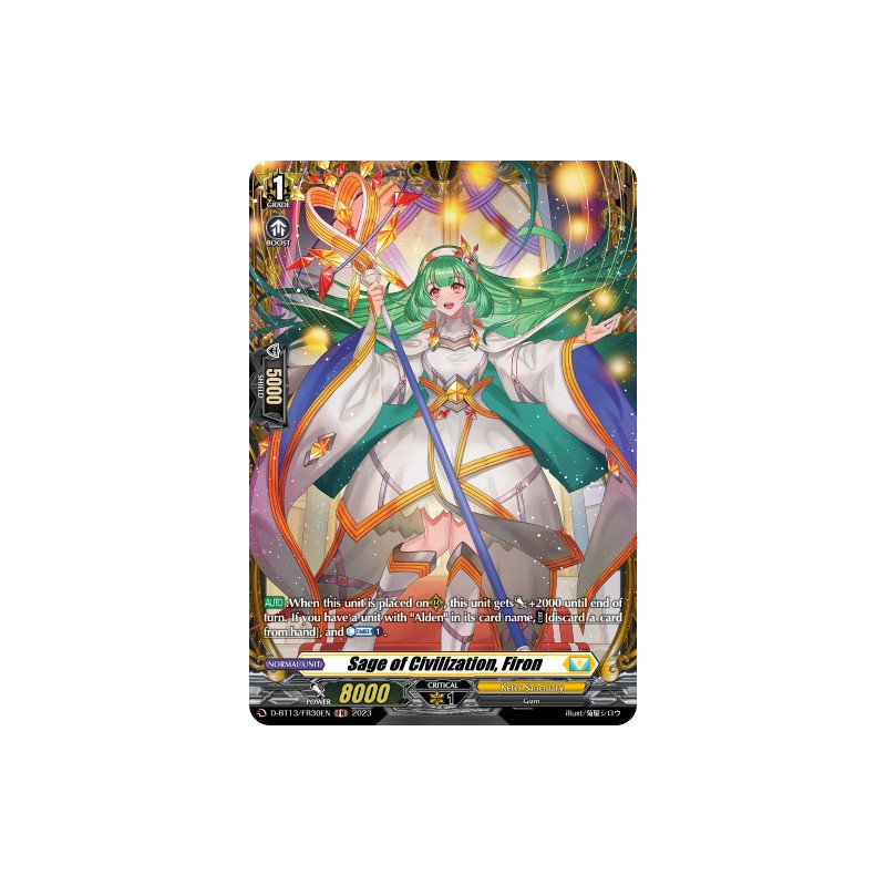 Vanguard_TCG_card_D-BT13_FR30ENEN_FR_Sage_of_Civilization_Firon_Flight_of_Chakrabarthi