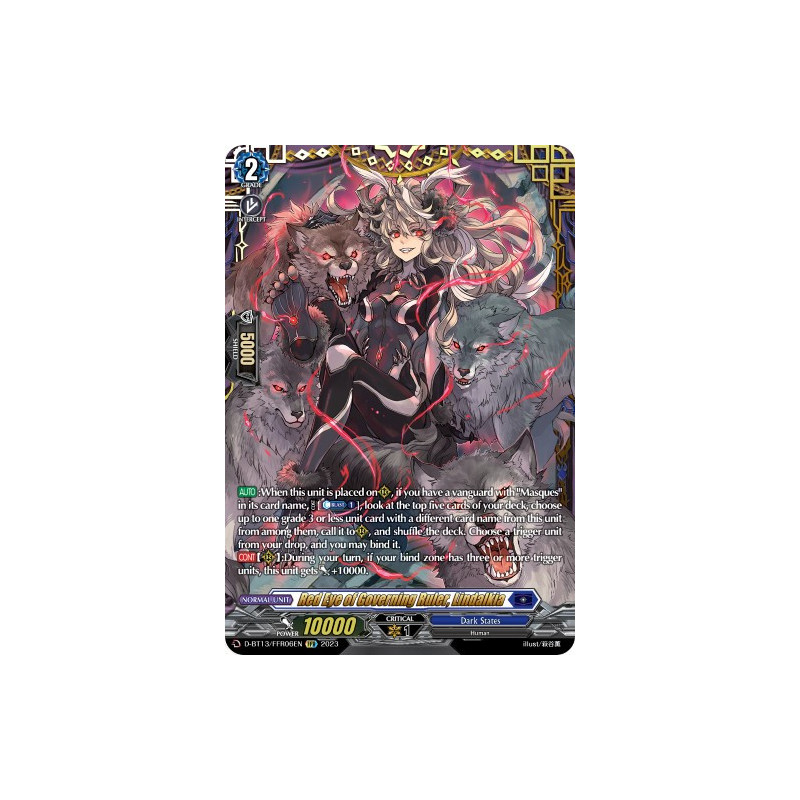 Vanguard_TCG_card_D-BT13_FRR06ENEN_FRR_Red_Eye_of_Governing_Ruler_Lindalkia_Flight_of_Chakrabarthi