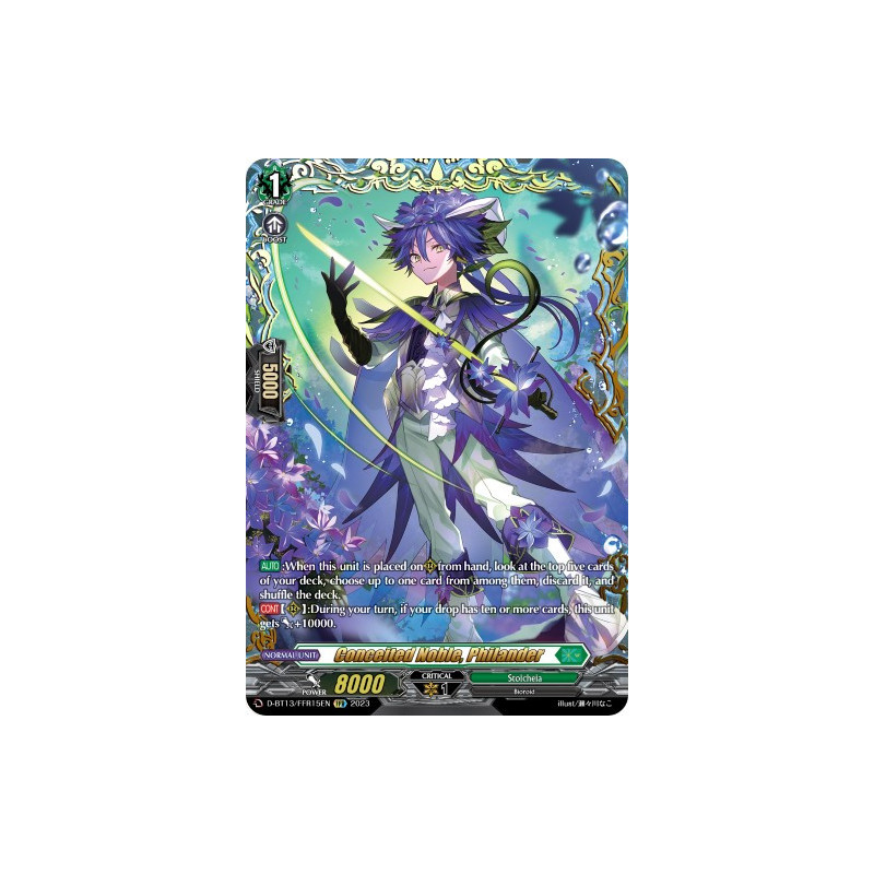 Vanguard_TCG_card_D-BT13_FRR15ENEN_FRR_Conceited_Noble_Philander_Flight_of_Chakrabarthi