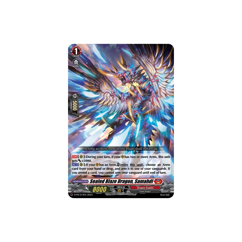 Vanguard_TCG_card_D-PR_314ENEN_PR_Sealed_Blaze_Dragon_Samahdi_Flight_of_Chakrabarthi