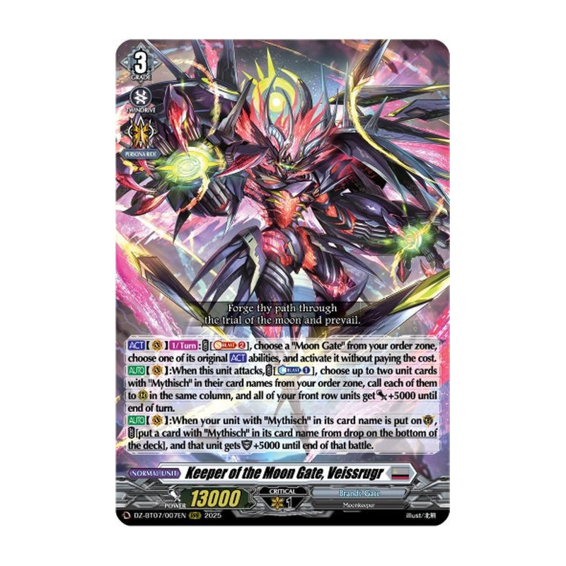 Vanguard_TCG_card_DZ-BT07_007EN_RRR_Keeper_of_the_Moon_Gate_Veissrugr_Moon_Fangs_Cerulean_Blaze