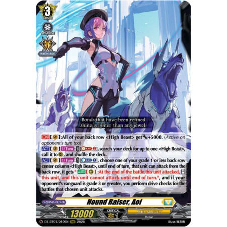 Vanguard_TCG_card_DZ-BT07_010EN_RRR_Hound_Raiser_Aoi_Moon_Fangs_Cerulean_Blaze
