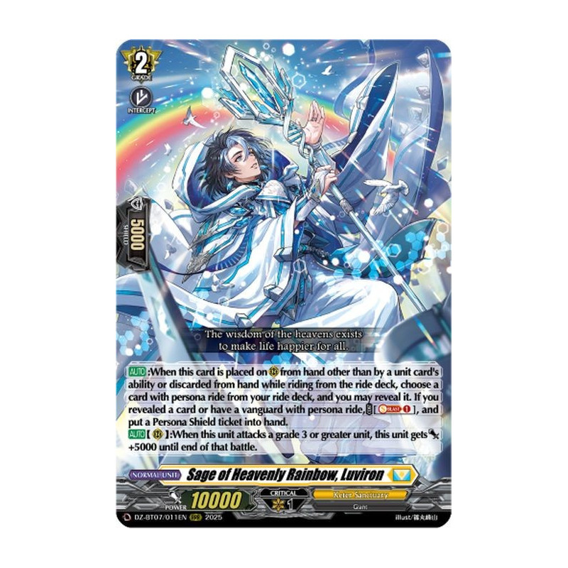 Vanguard_TCG_card_DZ-BT07_011EN_RRR_Sage_of_Heavenly_Rainbow_Luviron_Moon_Fangs_Cerulean_Blaze