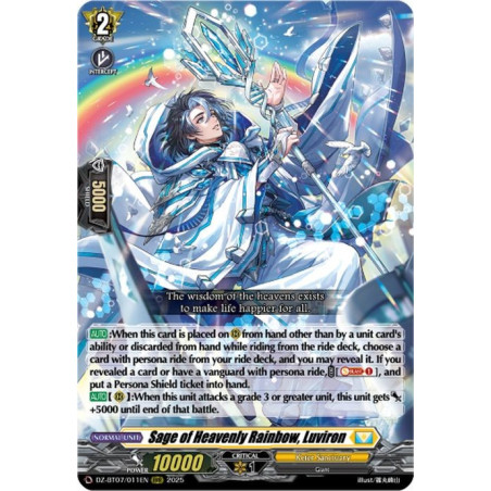 Vanguard_TCG_card_DZ-BT07_011EN_RRR_Sage_of_Heavenly_Rainbow_Luviron_Moon_Fangs_Cerulean_Blaze
