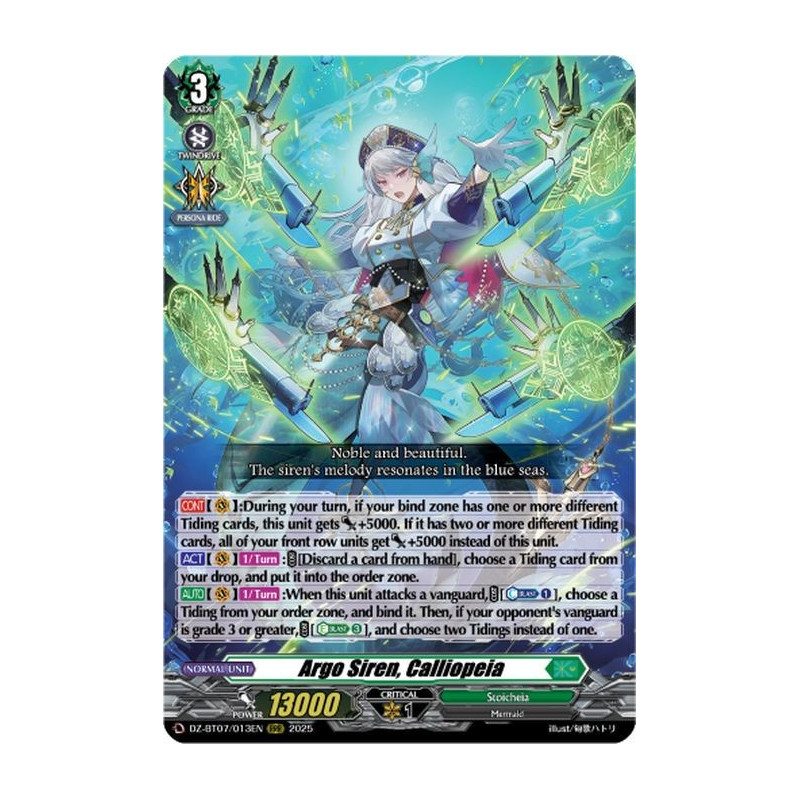 Vanguard_TCG_card_DZ-BT07_013EN_RRR_Argo_Siren_Calliopeia_Moon_Fangs_Cerulean_Blaze