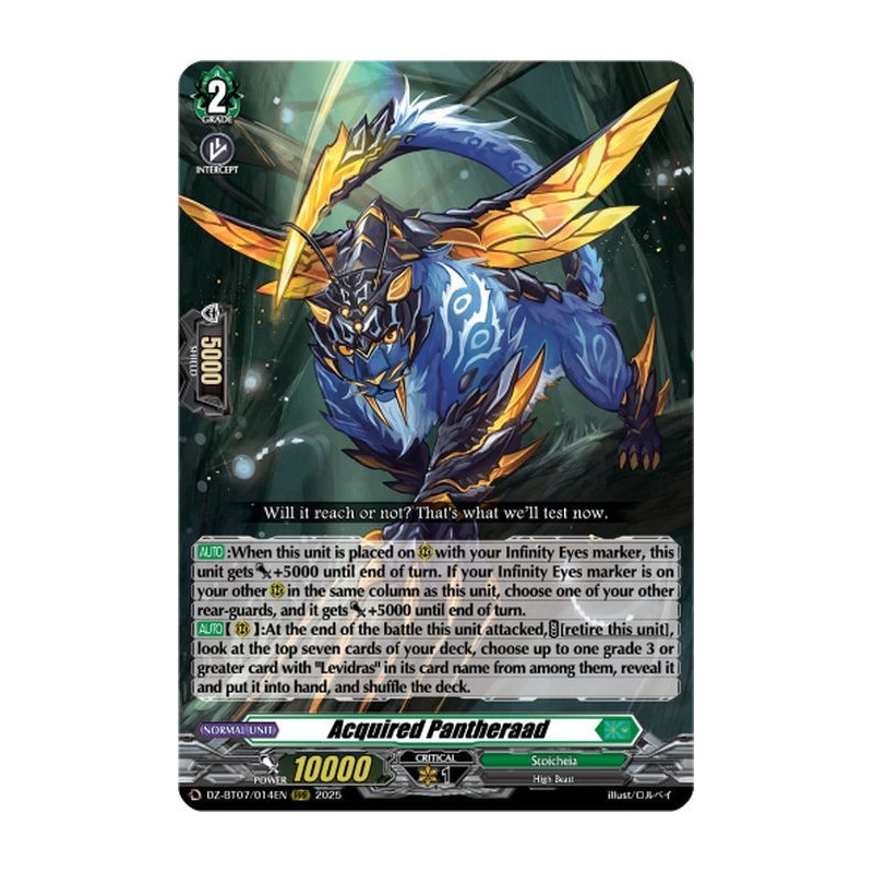 Vanguard_TCG_card_DZ-BT07_014EN_RRR_Acquired_Pantheraad_Moon_Fangs_Cerulean_Blaze