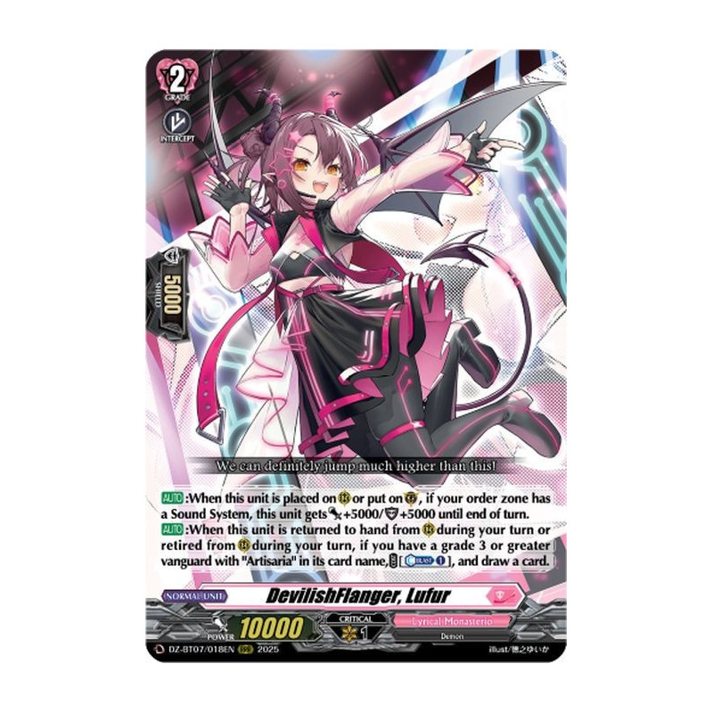 Vanguard_TCG_card_DZ-BT07_018EN_RRR_DevilishFlanger_Lufur_Moon_Fangs_Cerulean_Blaze