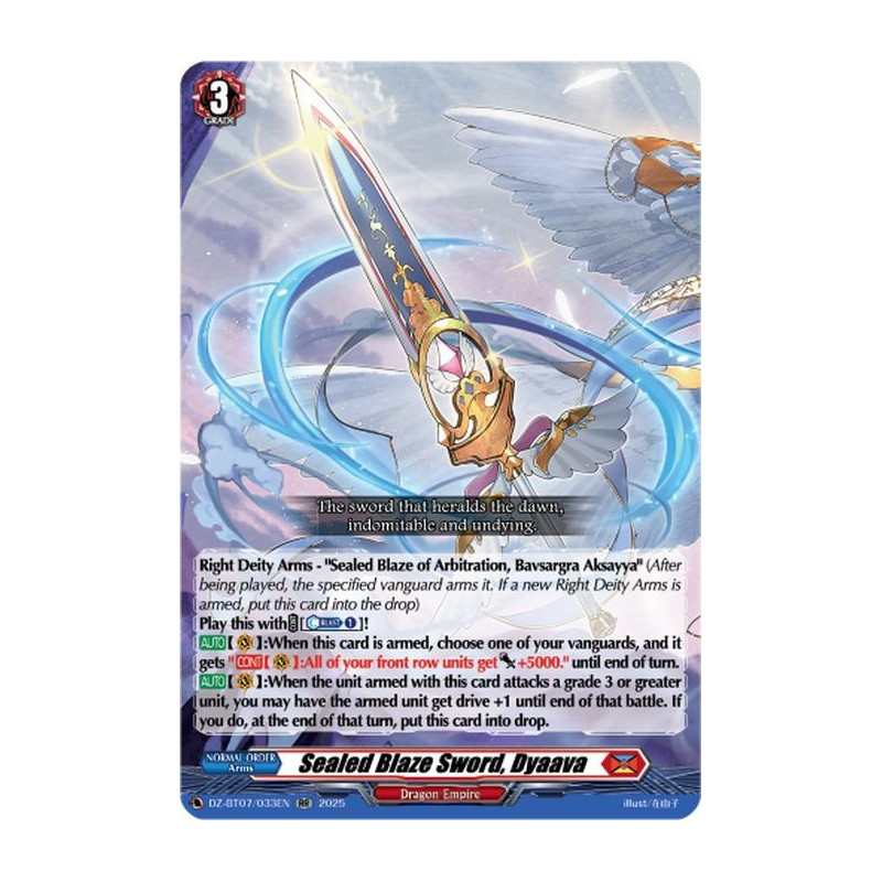 Vanguard_TCG_card_DZ-BT07_033EN_RR_Sealed_Blaze_Sword_Dyaava_Moon_Fangs_Cerulean_Blaze