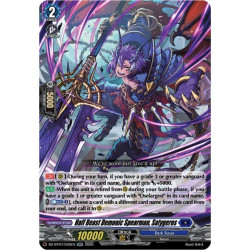 Vanguard_TCG_card_DZ-BT07_035EN_RR_Half_Beast_Demonic_Spearman_Satygeros_Moon_Fangs_Cerulean_Blaze