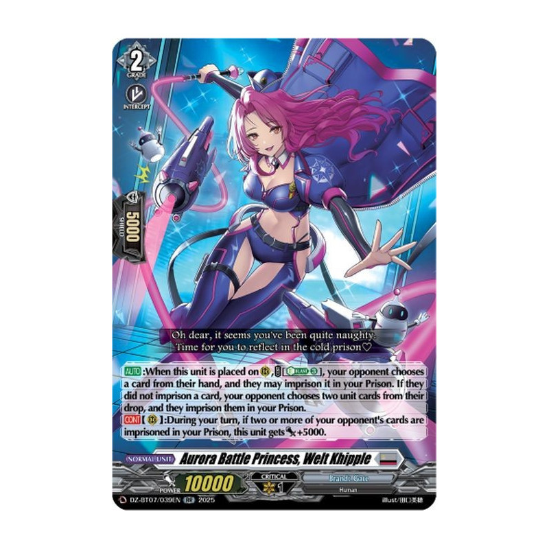 Vanguard_TCG_card_DZ-BT07_039EN_RR_Aurora_Battle_Princess_Welt_Khipple_Moon_Fangs_Cerulean_Blaze