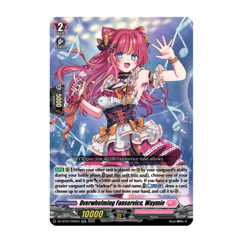 Vanguard_TCG_card_DZ-BT07_050EN_RR_Overwhelming_Fanservice_Waymie_Moon_Fangs_Cerulean_Blaze
