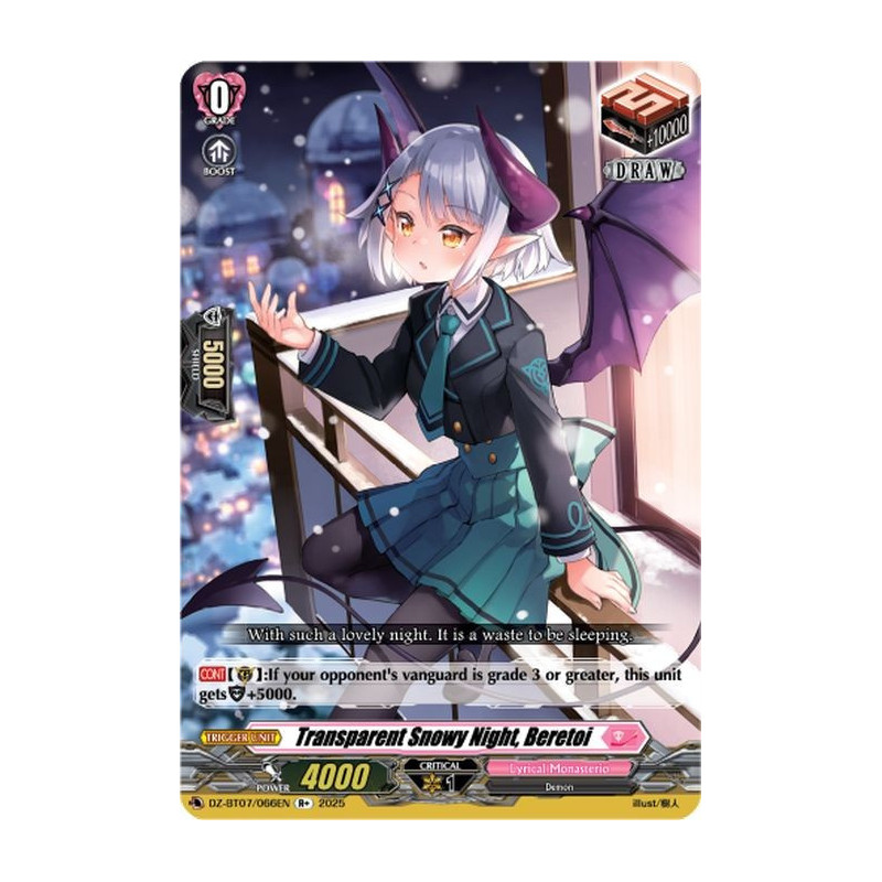 Vanguard_TCG_card_DZ-BT07_066EN_R+_Transparent_Snowy_Night_Beretoi_Moon_Fangs_Cerulean_Blaze