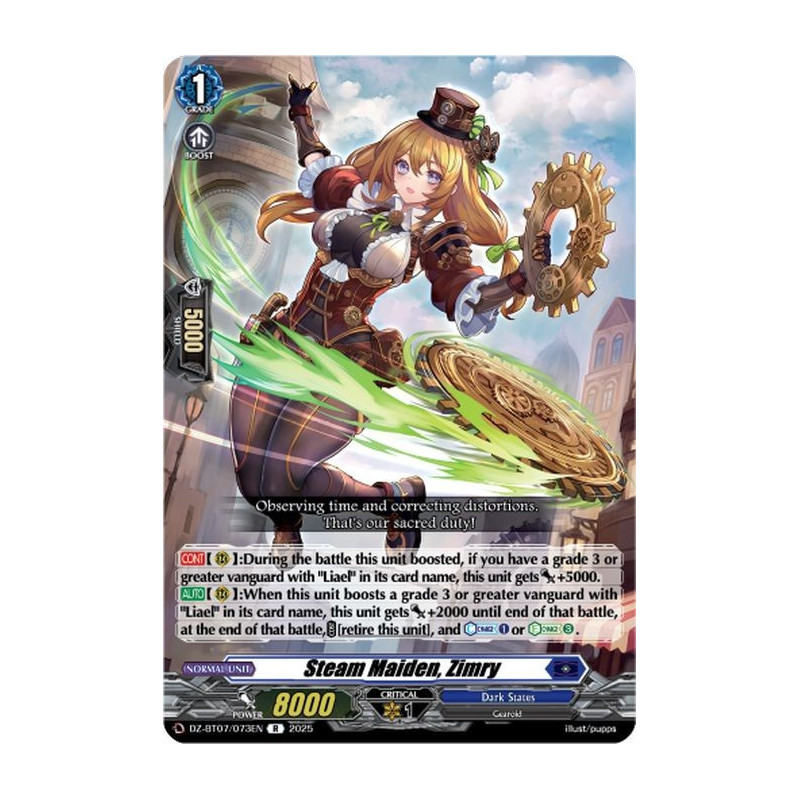 Vanguard_TCG_card_DZ-BT07_073EN_R_Steam_Maiden_Zimry_Moon_Fangs_Cerulean_Blaze