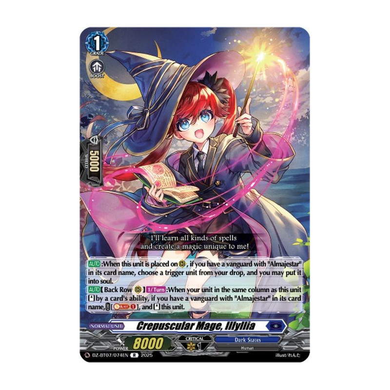 Vanguard_TCG_card_DZ-BT07_074EN_R_Crepuscular_Mage_Illyllia_Moon_Fangs_Cerulean_Blaze