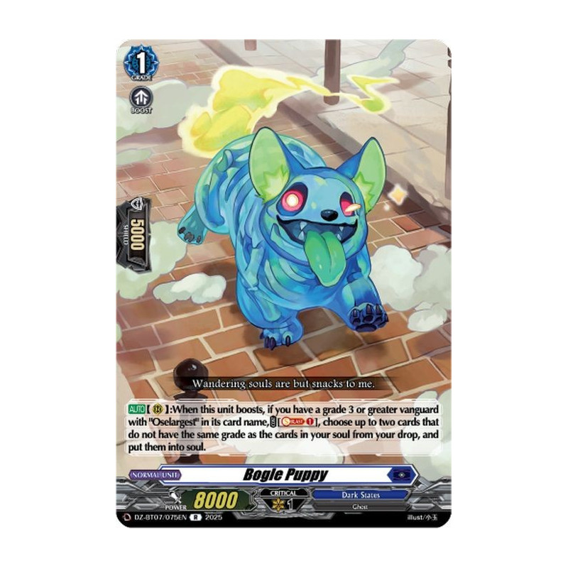 Vanguard_TCG_card_DZ-BT07_075EN_R_Bogle_Puppy_Moon_Fangs_Cerulean_Blaze