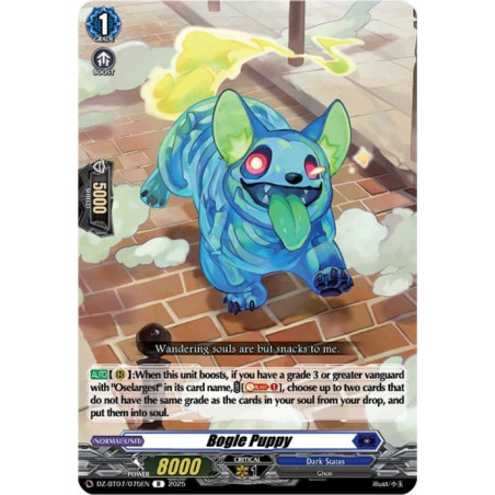 Vanguard_TCG_card_DZ-BT07_075EN_R_Bogle_Puppy_Moon_Fangs_Cerulean_Blaze