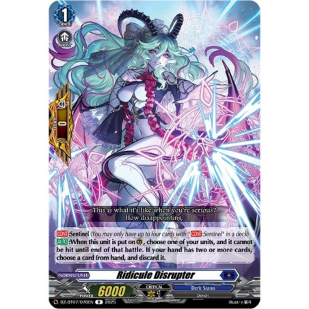 Vanguard_TCG_card_DZ-BT07_076EN_R_Ridicule_Disrupter_Moon_Fangs_Cerulean_Blaze